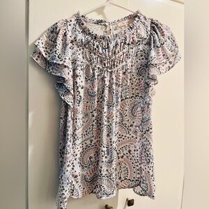 LOFT Multicolor Paisley Ruffle Blouse